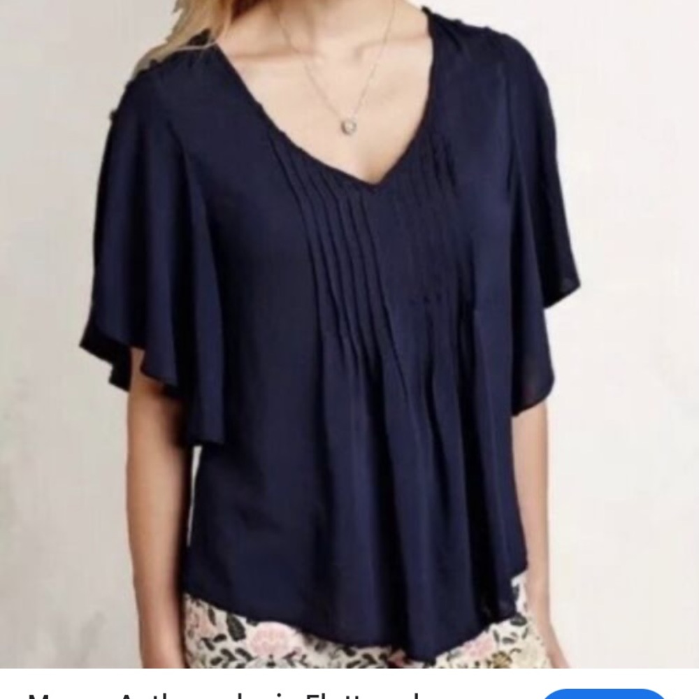 Anthropologie Maeve fluttered sleeve maya blouse shirt (EUC)